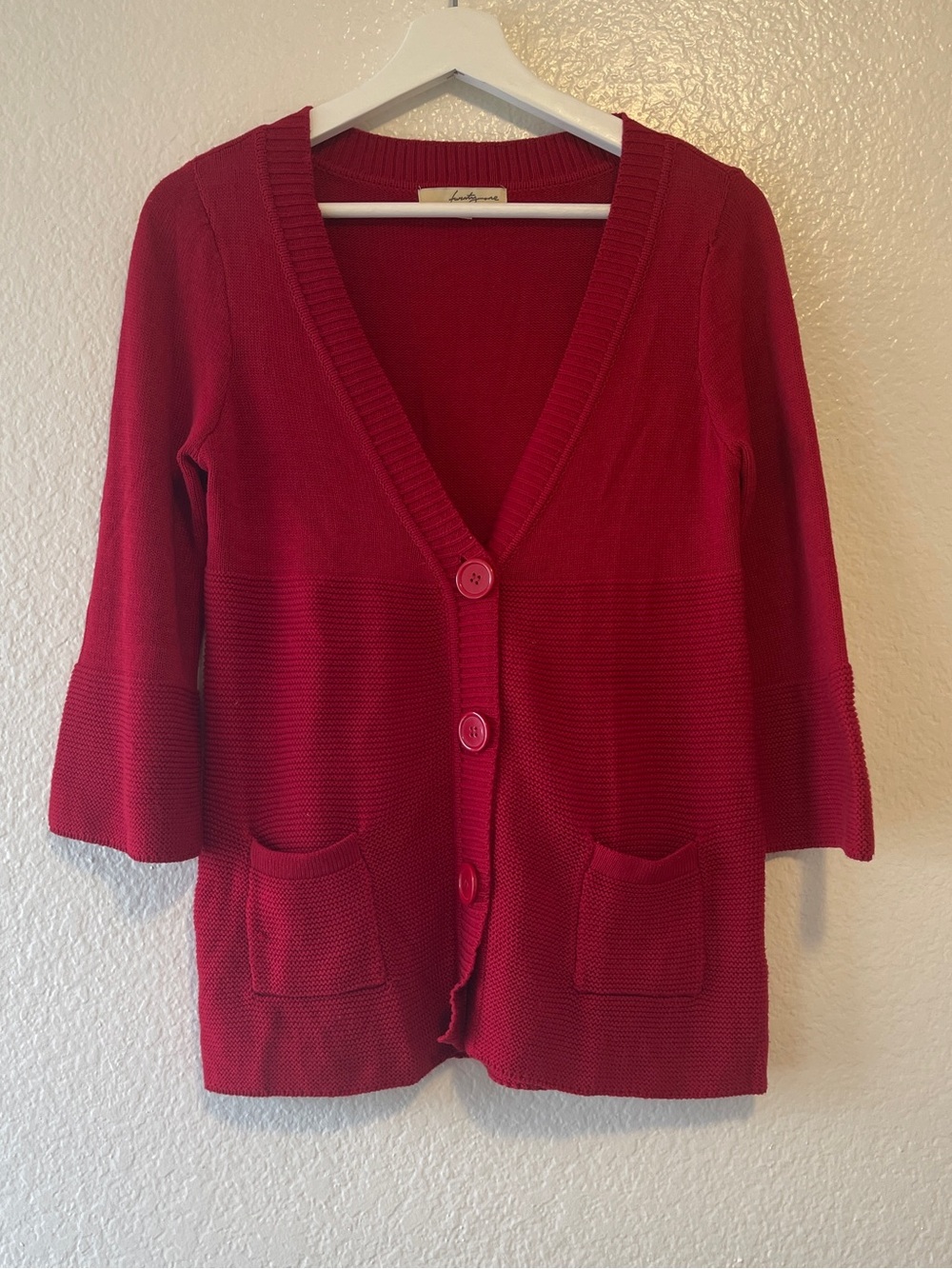 Twenty One Deep Red V-Neck Button Front Cardigan